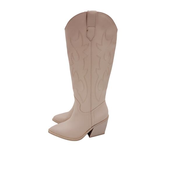 Madden Girl Arizon Light Cream Pointed Sq Toe Cowgirl Cottage Embroided Boots 6 - Picture 2 of 9